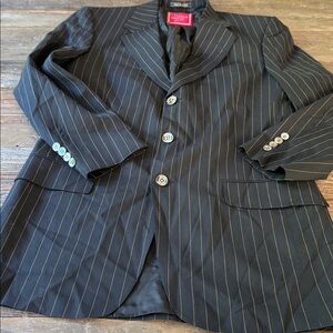 Tommy Hilfiger slim fit long line navy pinstripe blazer suit jacket EUC Small